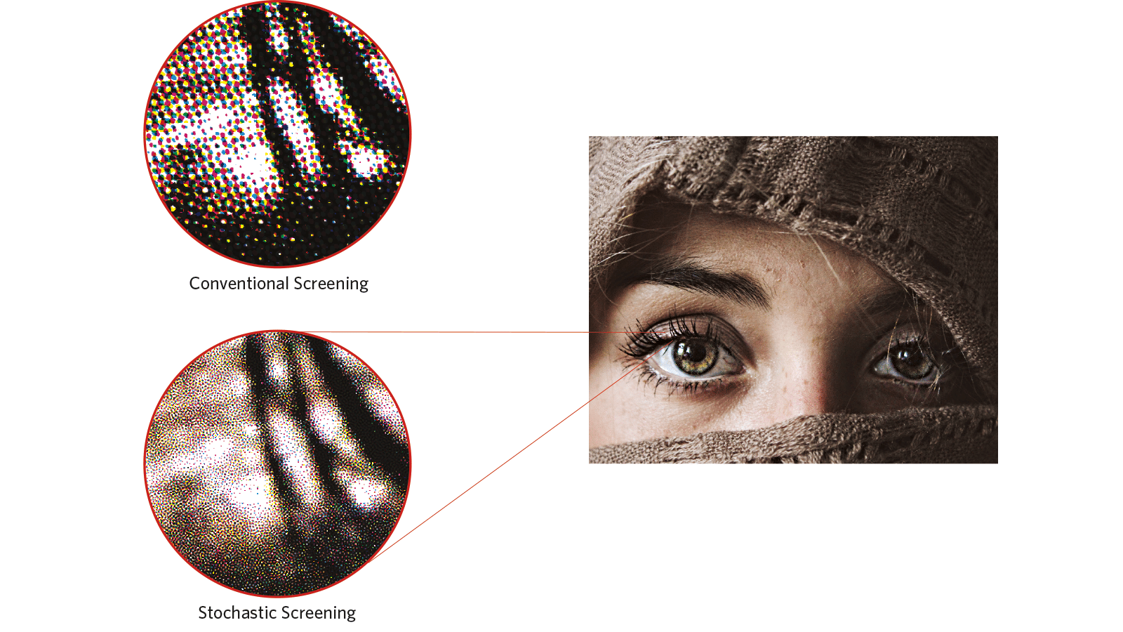 Comparison of stochastic screening and conventional screening